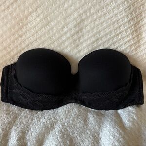 Black strapless VS bra with lace 32D
